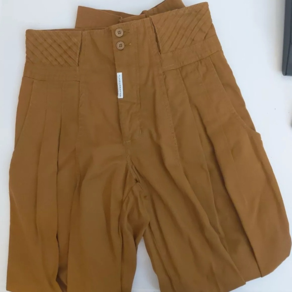 Z Cavaricci Vintage High-Waisted Pleated Parachute Pants 30